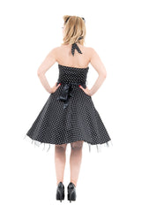 Black & White Small Polka Dot Halter Dress