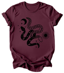 Celestial Snakes T-Shirt: Burgundy or Emerald