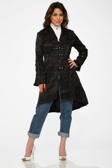 Black Brocade High-low Coat