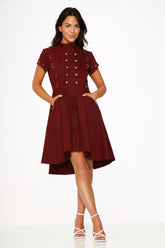 Battalion Burgundy Hi-Lo Swing Dress