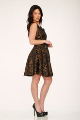 Black Gold Gothic Swing Dress