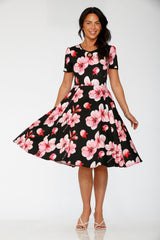 Black Orchid Bloom Swing Dress