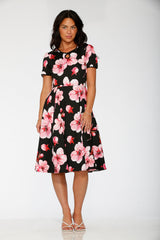 Black Orchid Bloom Swing Dress