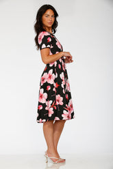 Black Orchid Bloom Swing Dress
