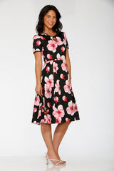 Black Orchid Bloom Swing Dress