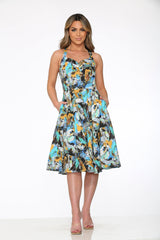 Blue Paint Blush Swing Dress