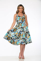 Blue Paint Blush Swing Dress