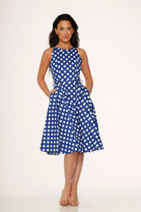 Blue Polka Dot Swing Dress