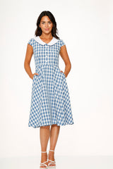 Blue Checker Swing Dress