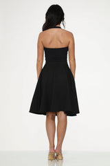 Black Hot Pink Embroidered Poodle Swing Skirt