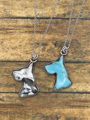 Apollo - White Buffalo Turquoise Great Dane Pendant Necklace