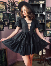 Austen - Cottage Core Bubble Party Dress with Cut Out Neckline