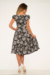 Black & White Rose Swing Dress