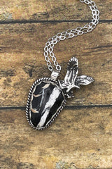 Angel - White Buffalo Turquoise Pendant Necklace with Bald Eagle
