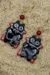 Cat Lover - Vampire Kitty Earrings: Handmade, Hand-Painted Polymer Clay