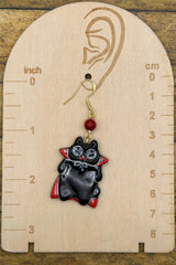 Cat Lover - Vampire Kitty Earrings: Handmade, Hand-Painted Polymer Clay