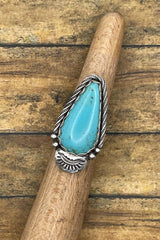Babe - Turquoise Teardrop Ring with Sun Detail