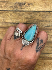 Babe - Turquoise Teardrop Ring with Sun Detail