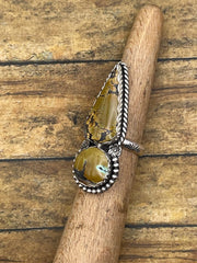 Bliss - Mountain Turquoise Double Stone Ring with Flower Detail
