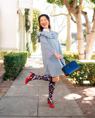 Bold Blue Sheer Knee High Sock