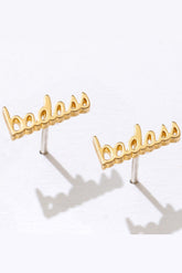 Badass Script Stud Earrings