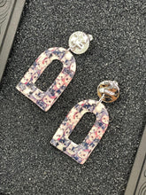 Cat Lover - Retro Kitty Printed Arched Dangle Earrings: Handmade Polymer Clay