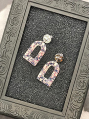 Cat Lover - Retro Kitty Printed Arched Dangle Earrings: Handmade Polymer Clay