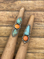 Blakely - Turquoise and Spiny Oyster Triple Gemstone Ring