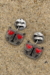Cat Lover - Heart Eyes Earrings: Handmade Polymer Clay