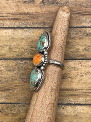 Blakely - Turquoise and Spiny Oyster Triple Gemstone Ring