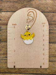 Chick - Baby Chickie Earrings with Hearts: Handmade Polymer Clay