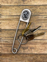 Andrea - Jumbo Safety Pin Keychain with Zebra Jasper