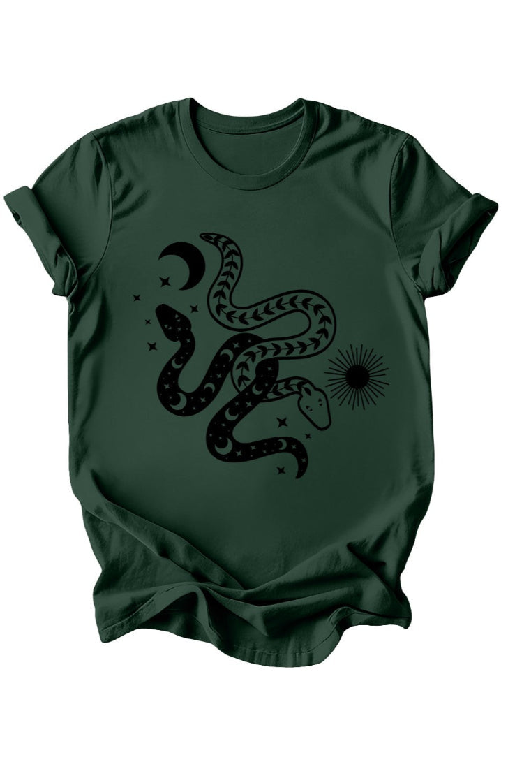 Celestial Snakes T-Shirt: Burgundy or Emerald