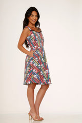 Black Skulls Rainbow Swing Dress