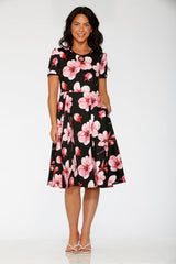 Black Orchid Bloom Swing Dress