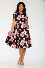 Black Orchid Bloom Swing Dress