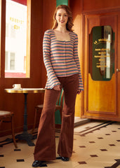 All Aboard For Corduroy Flare-Leg Pants