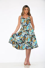 Blue Paint Blush Swing Dress