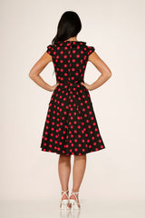 Black & Pink Polka Dot Swing Dress