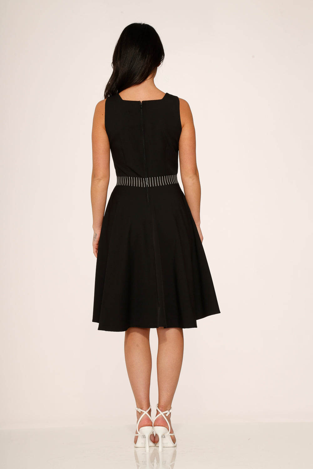 Black with Pin Stripe Detail Swing Dress