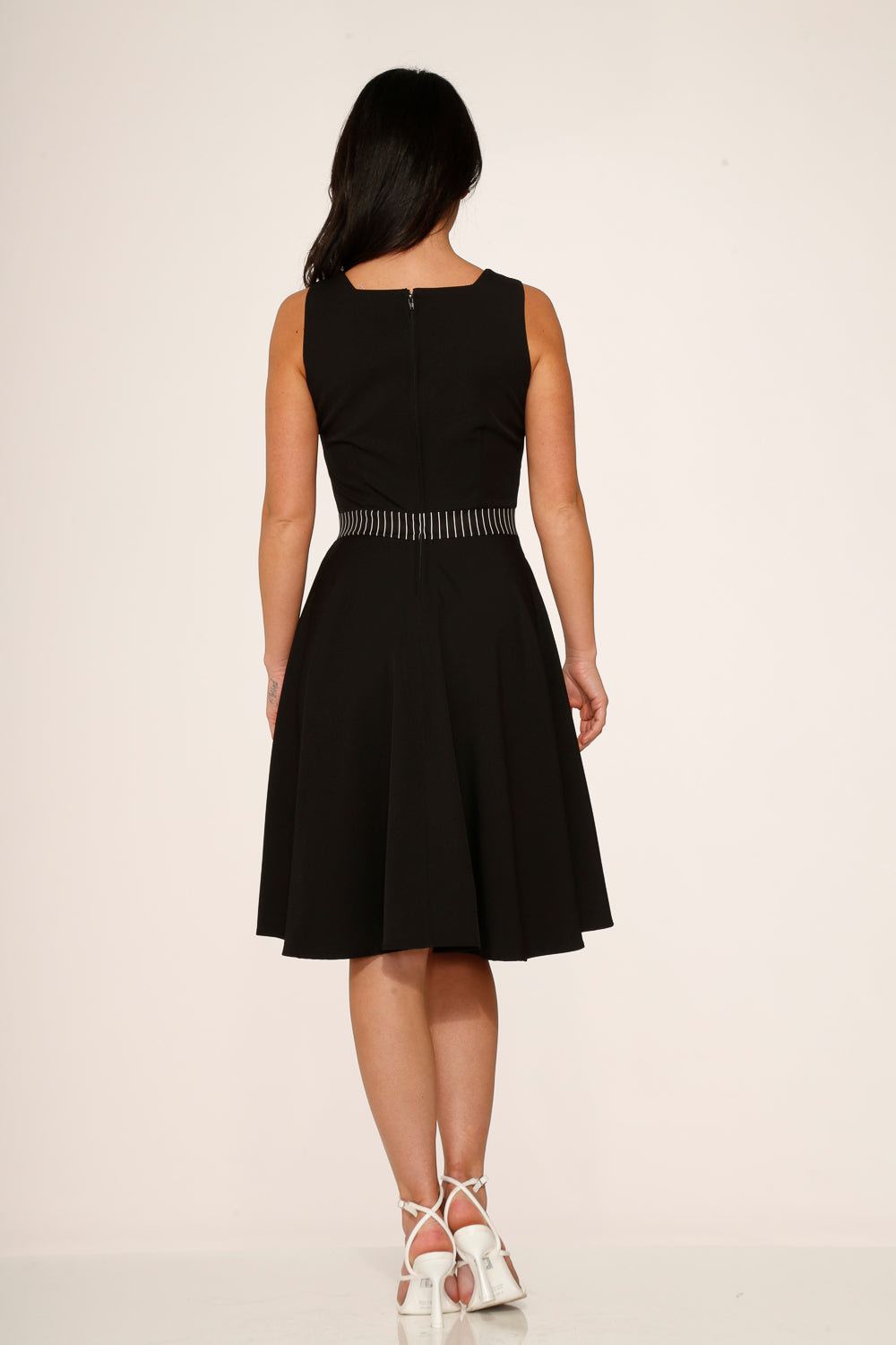 Black with Pin Stripe Detail Swing Dress