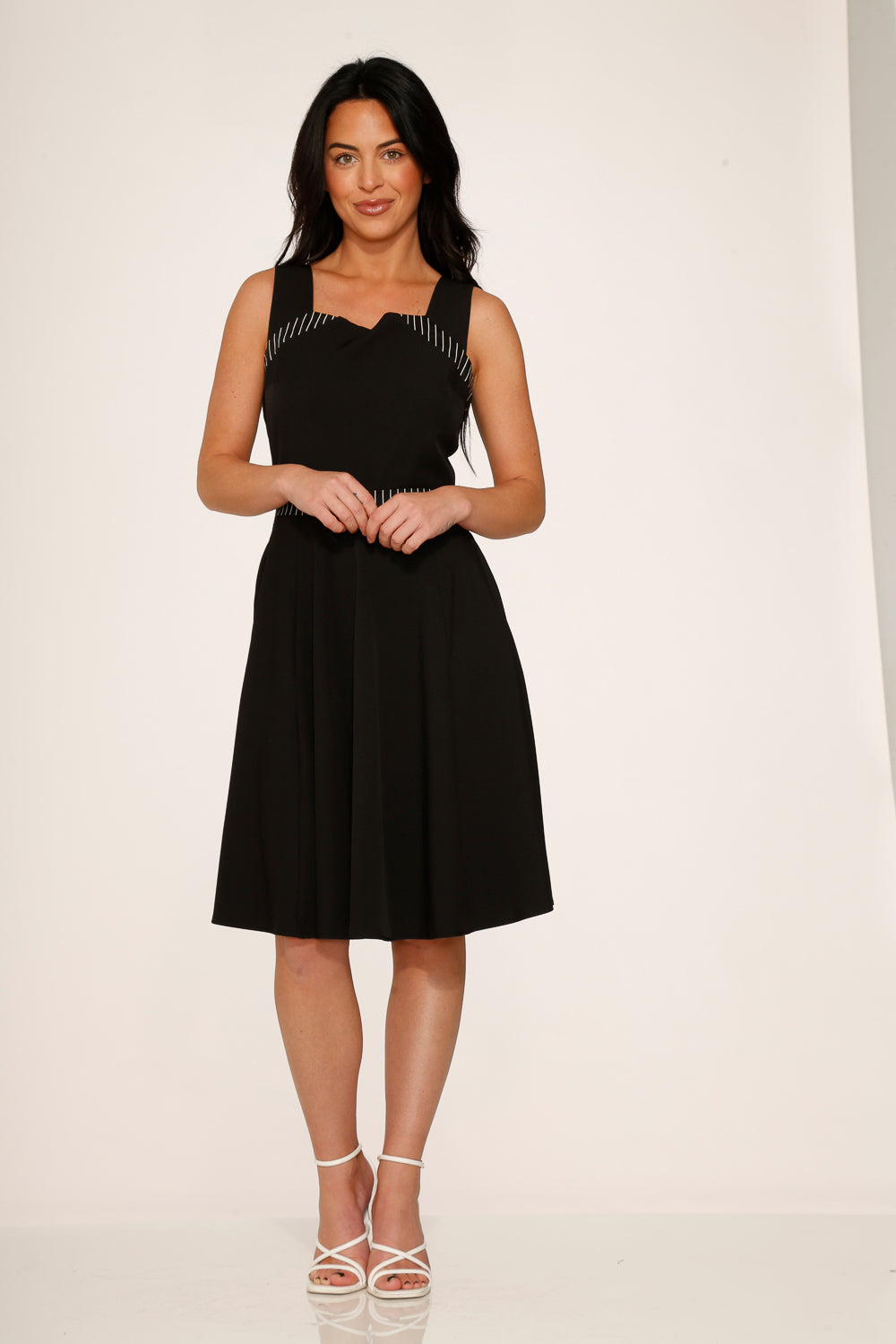 Black with Pin Stripe Detail Swing Dress