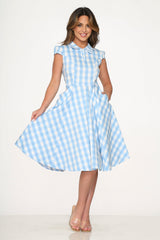 Blue Checkmate Swing Dress