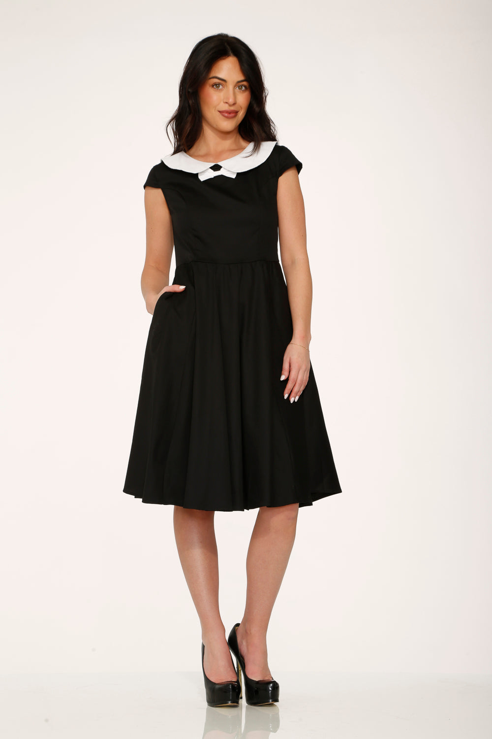 Black & White Collar Swing Dress