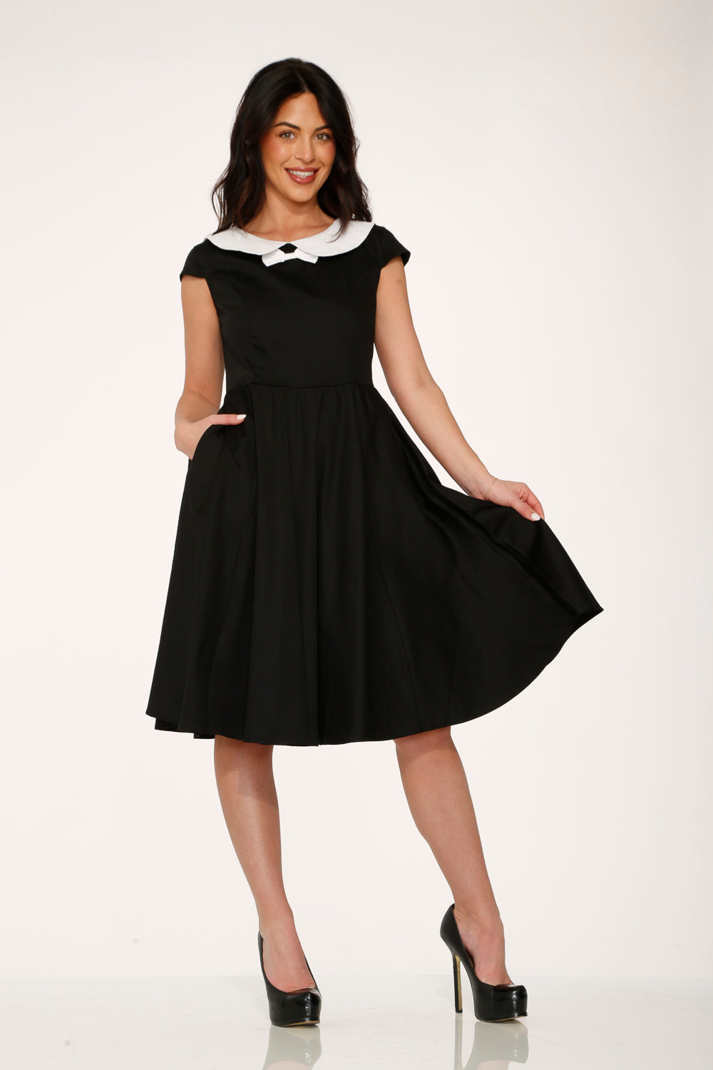 Black & White Collar Swing Dress