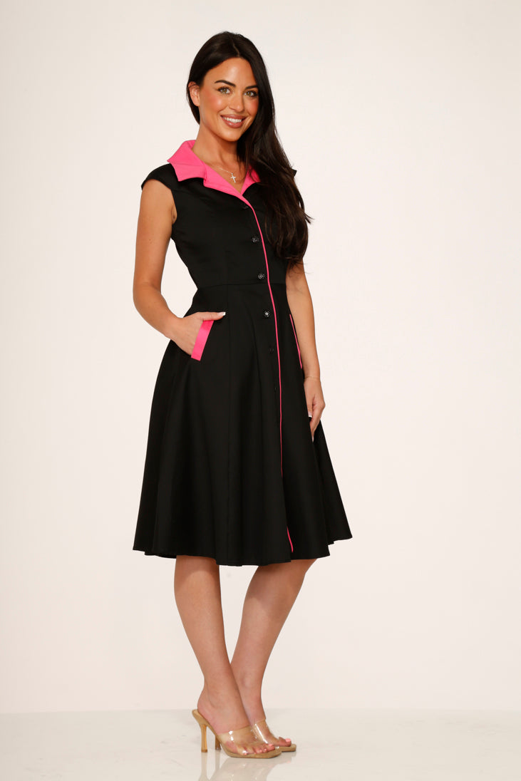 Black & Pink Diablo Swing Dress