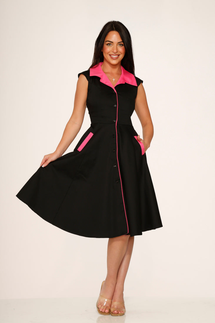 Black & Pink Diablo Swing Dress