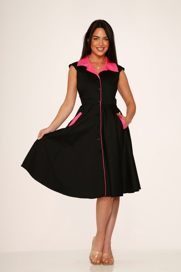 Black & Pink Diablo Swing Dress