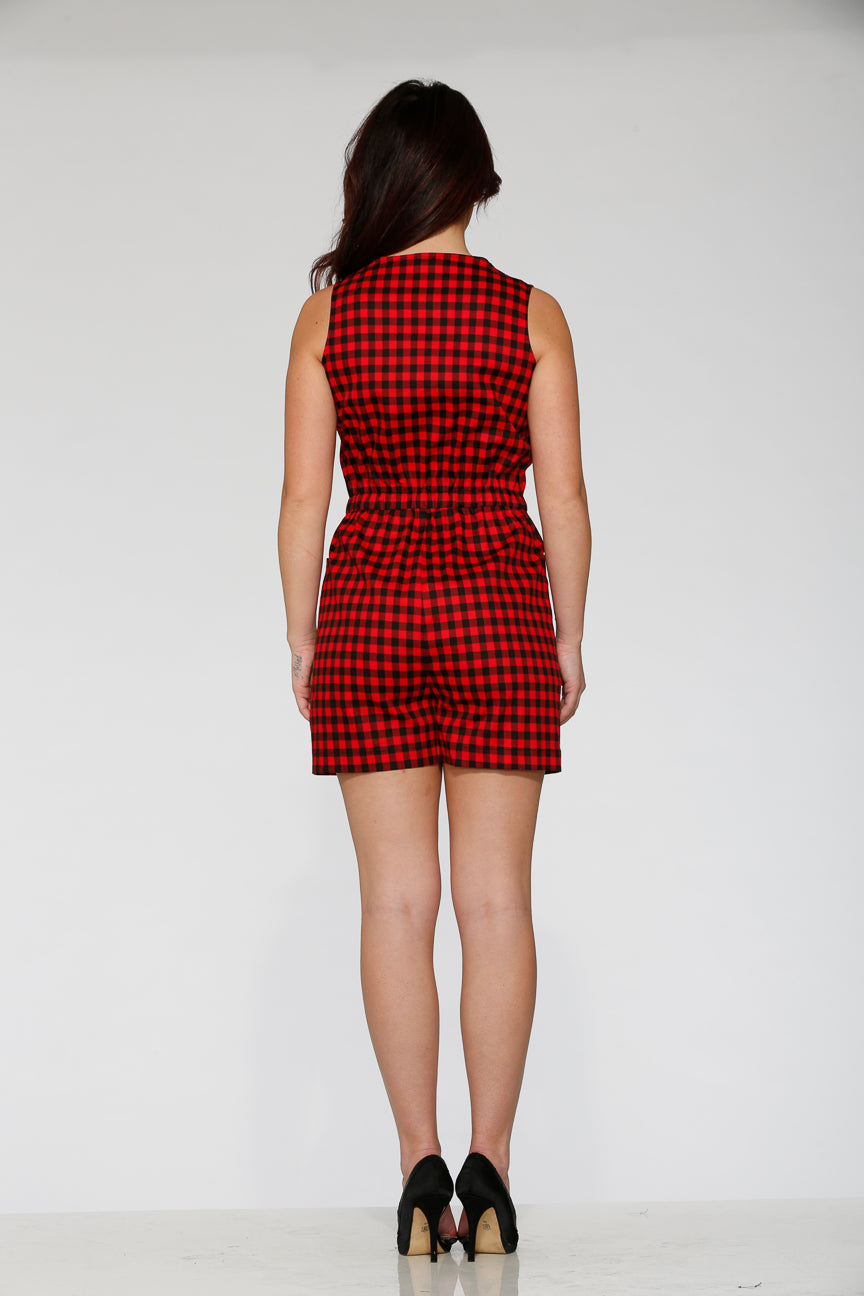 Black & Red Checkmate Romper