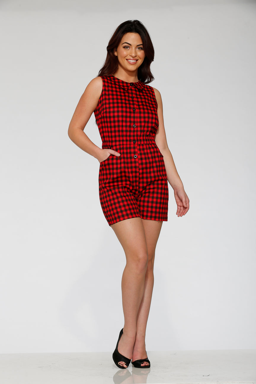 Black & Red Checkmate Romper